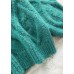 Women green Sweater dress outfit plus size high neck thick daily  knit dress