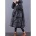 Loose Black Hooded Pockets Duck Down Winter down coat