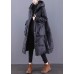 Loose Black Hooded Pockets Duck Down Winter down coat