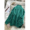 Women green Sweater dress outfit plus size high neck thick daily  knit dress